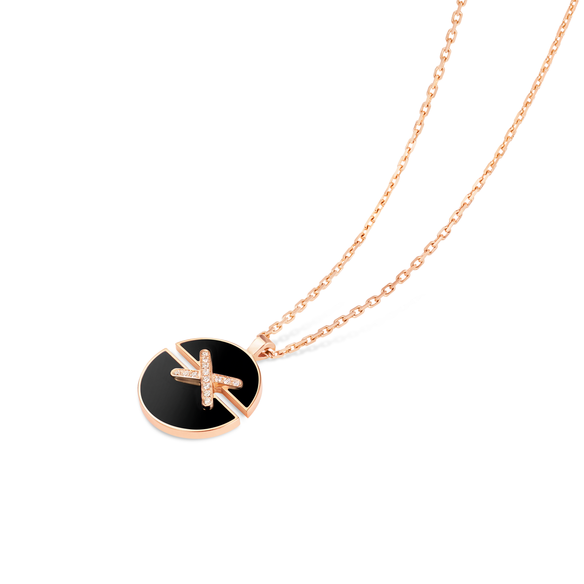 CHAUMET - LIENS - PENDENTIF - Pendentif en or rose, moyen modèle, onyx et diamants - 084998