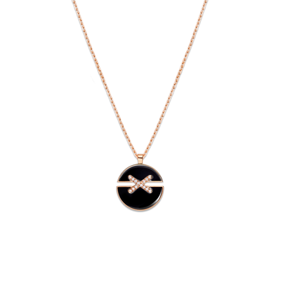 CHAUMET - LIENS - PENDENTIF - Pendentif en or rose, moyen modèle, onyx et diamants - 084998