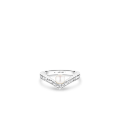 CHAUMET - JOSÉPHINE - BAGUE - Bague en or blanc, perle et diamants - 085041