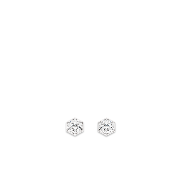 CHAUMET - BEE DE CHAUMET - BOUCLES D'OREILLES - Puces d'oreilles en or blanc, diamants 0.50 carat