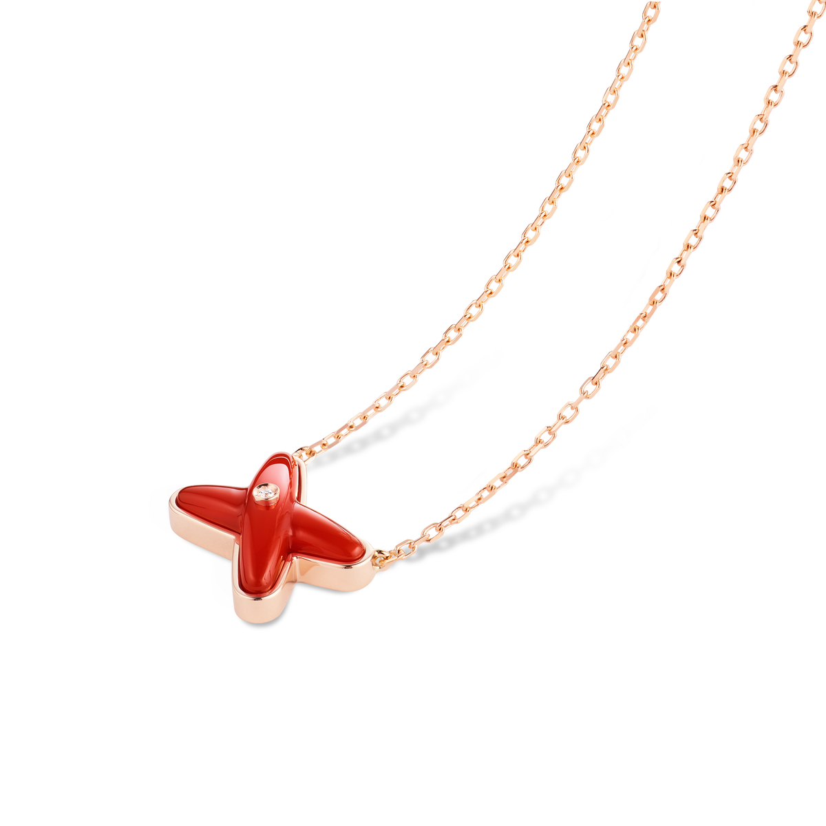 CHAUMET - Liens缘系·一生 - 项链 - 玫瑰金吊坠，红玉髓和钻石 - 085108