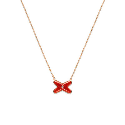 CHAUMET - Liens缘系·一生 - 项链 - 玫瑰金吊坠，红玉髓和钻石 - 085108