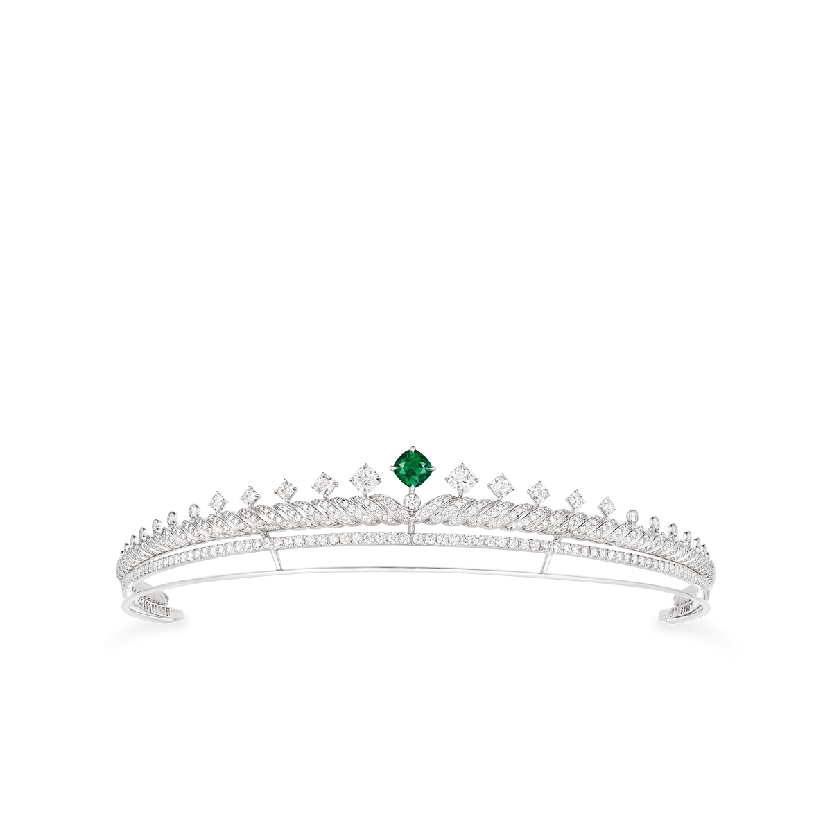 CHAUMET - TORSADE DE CHAUMET - ORNEMENT - White gold tiara, emeralds and diamonds - 085133