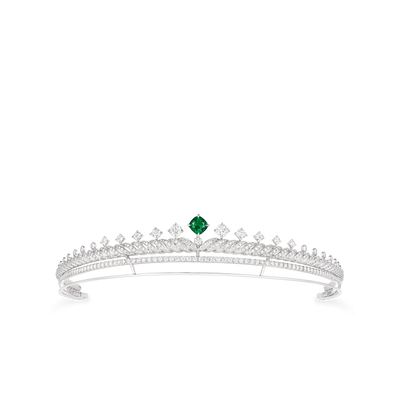 CHAUMET - TORSADE DE CHAUMET - ORNEMENT - White gold tiara, emeralds and diamonds - 085133