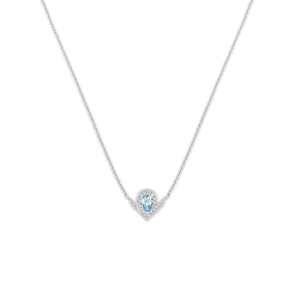 CHAUMET - Joséphine约瑟芬 - 项链 - 白金吊坠，海蓝宝石和钻石 - 085144