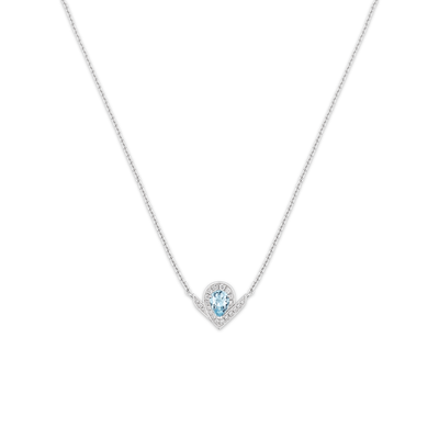 CHAUMET - Joséphine约瑟芬 - 项链 - 白金吊坠，海蓝宝石和钻石 - 085144