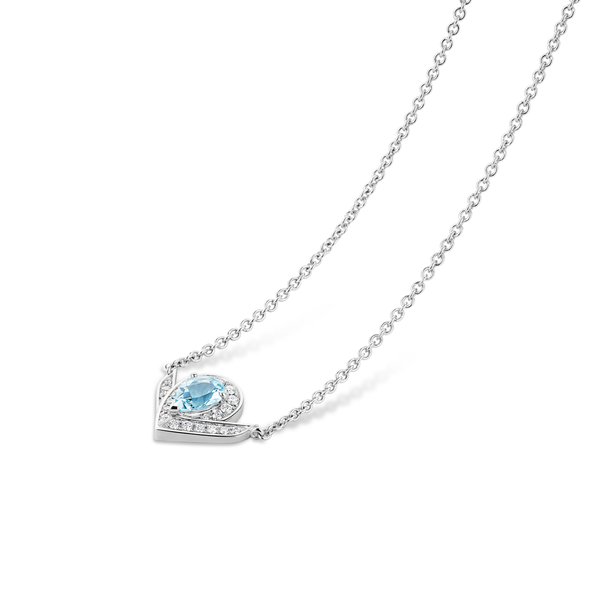 CHAUMET - Joséphine约瑟芬 - 项链 - 白金吊坠，海蓝宝石和钻石 - 085144