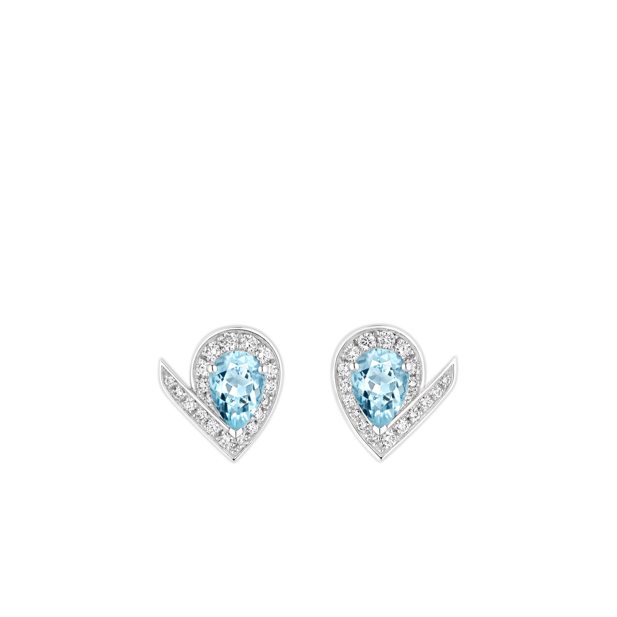 CHAUMET - Joséphine约瑟芬 - 耳环 - 白金耳环，海蓝宝石和钻石 - 085190