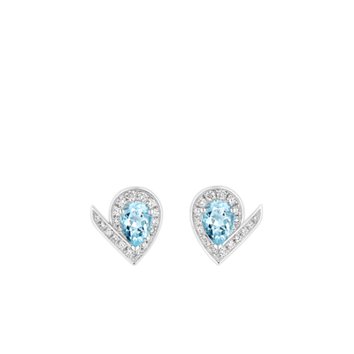 CHAUMET - Joséphine约瑟芬 - 耳环 - 白金耳环，海蓝宝石和钻石 - 085190