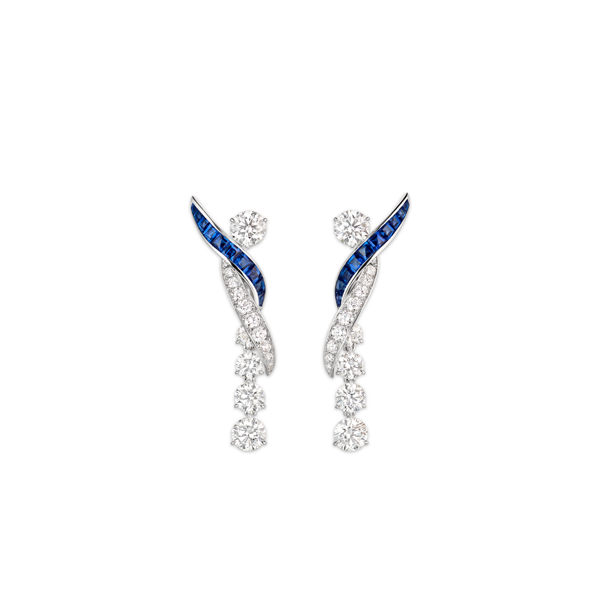 CHAUMET - LIENS - EARRINGS - White gold earrings, sapphires and diamonds - 085229