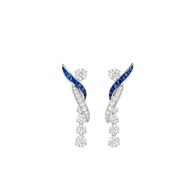 CHAUMET - LIENS - EARRINGS - White gold earrings, sapphires and diamonds - 085229