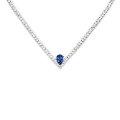 CHAUMET - JOSÉPHINE - NECKLACE - White gold necklace, sapphire and diamonds - 085363