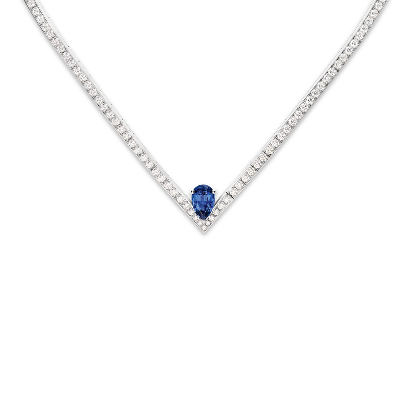 CHAUMET - Joséphine - 項鏈 - 18K白金項鏈，藍寶石和鑽石 - 085363