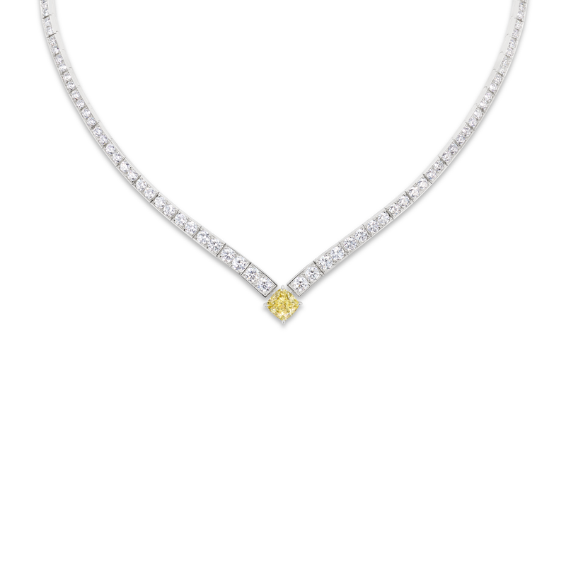 CHAUMET - Joséphine - 項鏈 - 18K白金項鏈，黃鑽和鑽石 - 085370