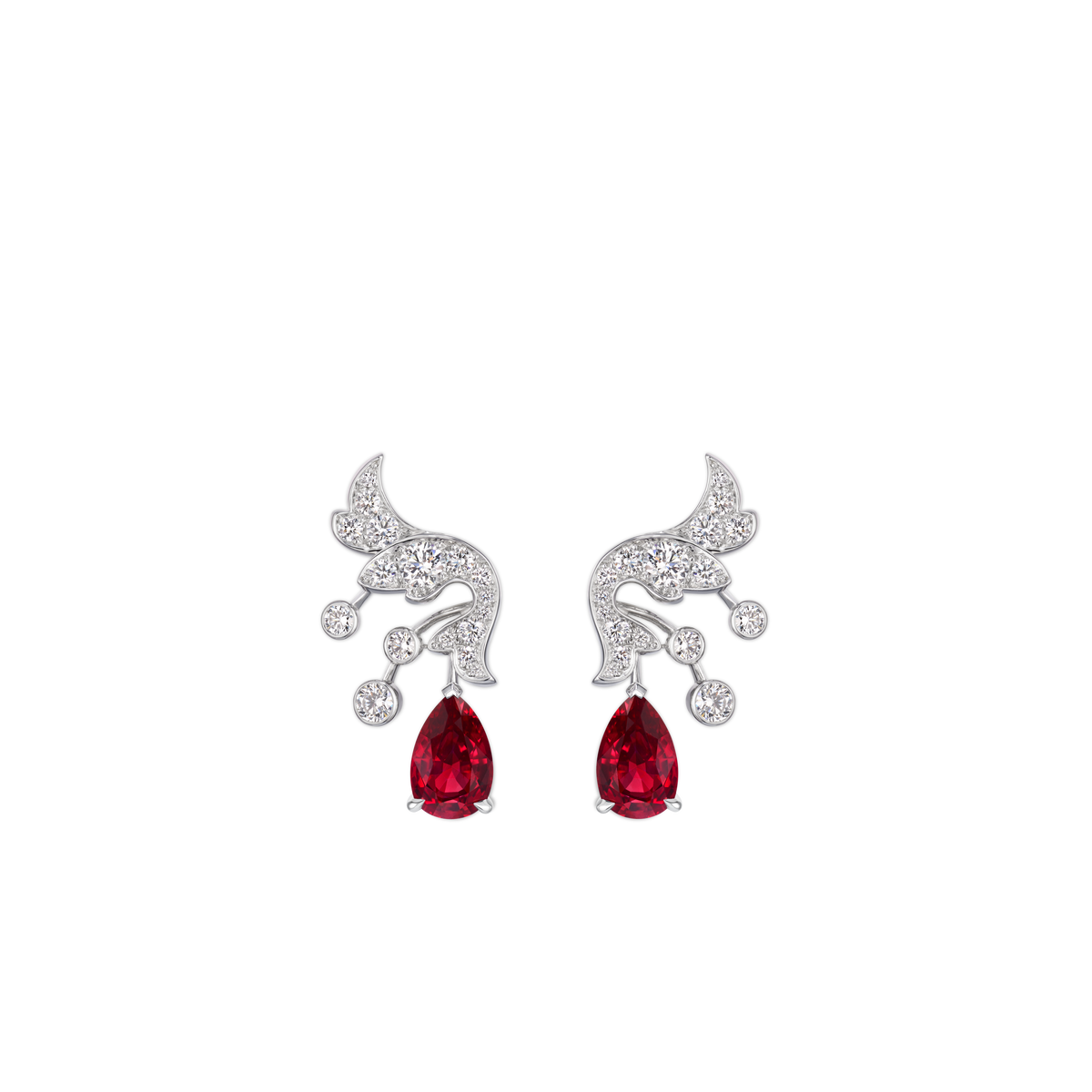 CHAUMET - JOSÉPHINE - EARRINGS - White gold earrings, ruby and diamonds - 085380