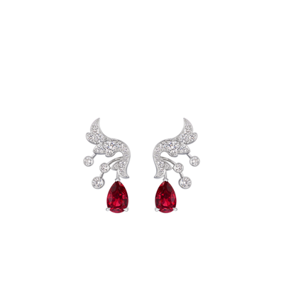 CHAUMET - JOSÉPHINE - EARRINGS - White gold earrings, ruby and diamonds - 085380