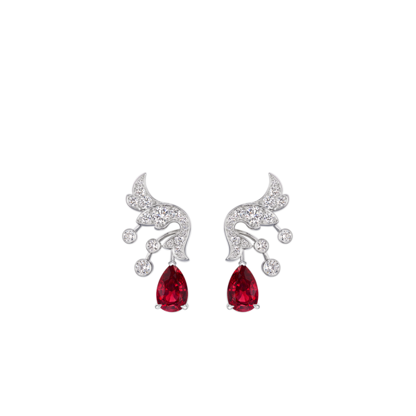 CHAUMET - Joséphine约瑟芬 - 耳环 - 白金耳环，红宝石和钻石