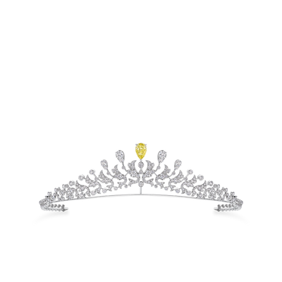 CHAUMET - JOSÉPHINE - ORNEMENT - White gold tiara, yellow diamond and diamonds - 085381