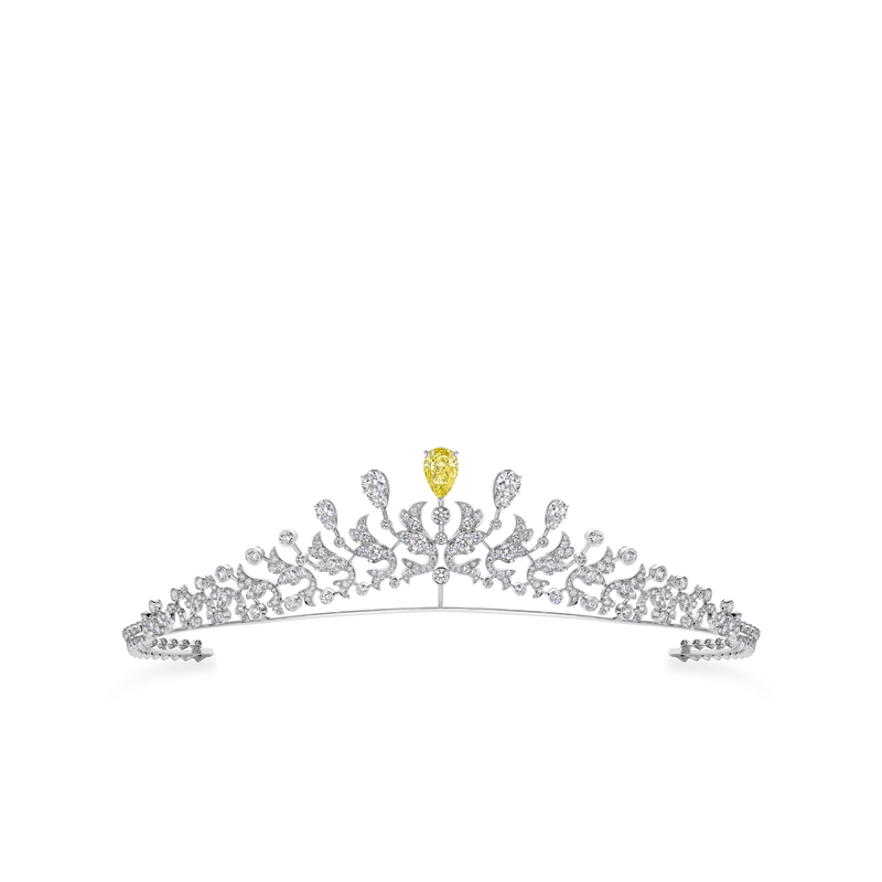 CHAUMET - JOSÉPHINE - ORNEMENT - White gold tiara, yellow diamond and diamonds - 085381