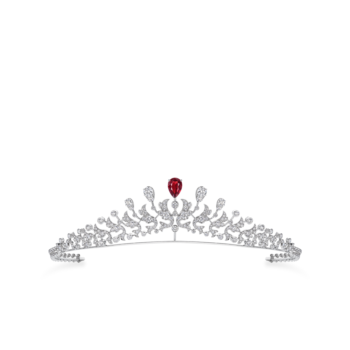 CHAUMET - جوزفين - زينة - تاج من الذهب الأبيض، حجر عقيق أحمر وألماس - 085387