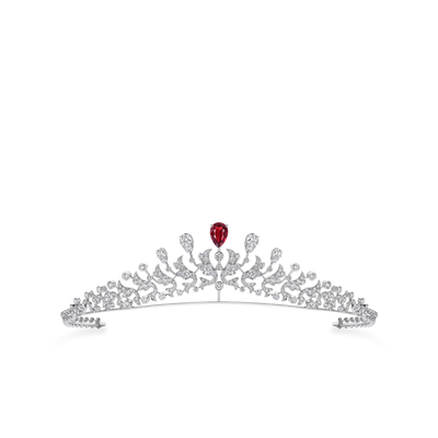 CHAUMET - جوزفين - زينة - تاج من الذهب الأبيض، حجر عقيق أحمر وألماس - 085387