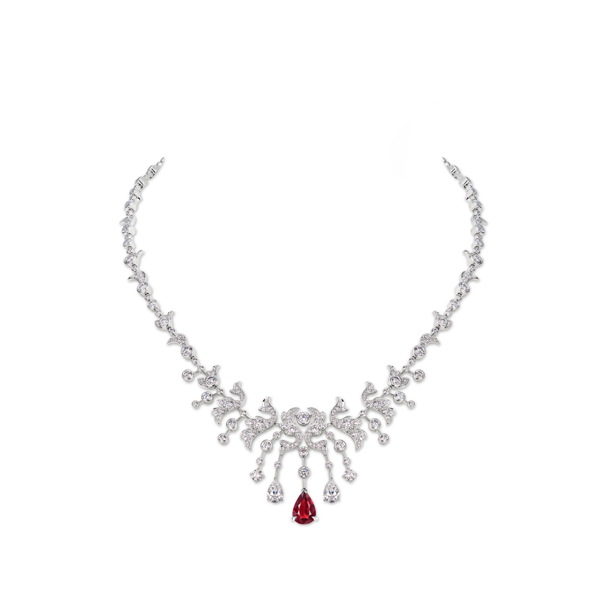 CHAUMET - 조세핀 - 네크리스 - 화이트 골드 네크리스, 루비, 다이아몬드 - 085388