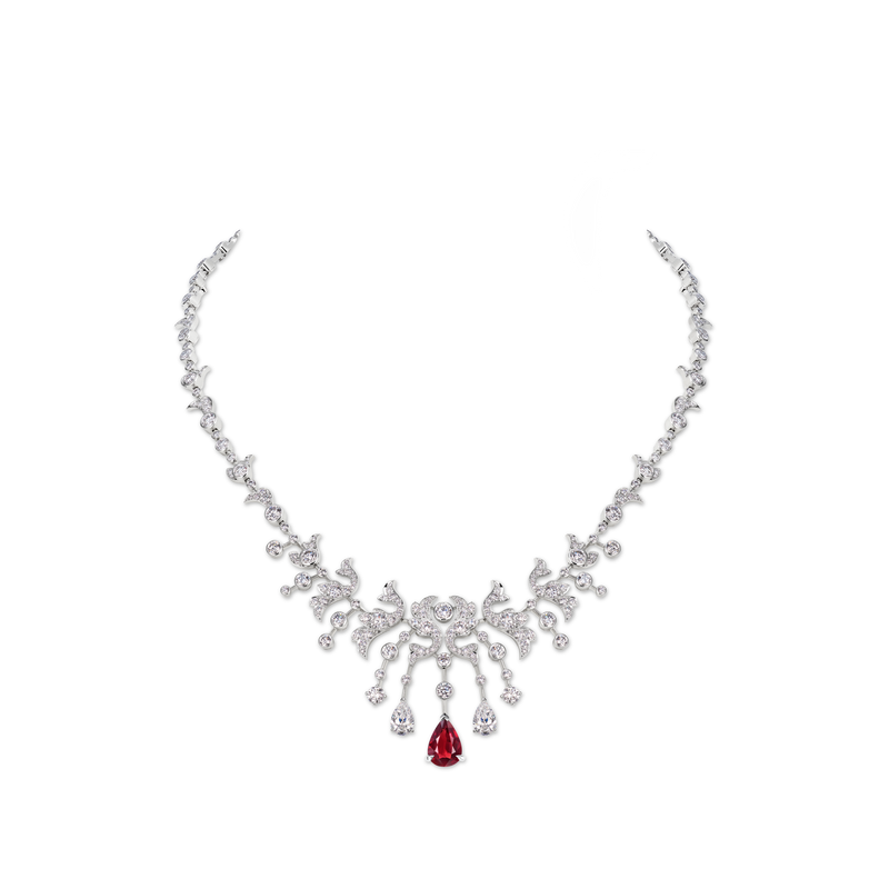 CHAUMET - JOSÉPHINE - NECKLACE - White gold necklace, ruby and diamonds - 085388