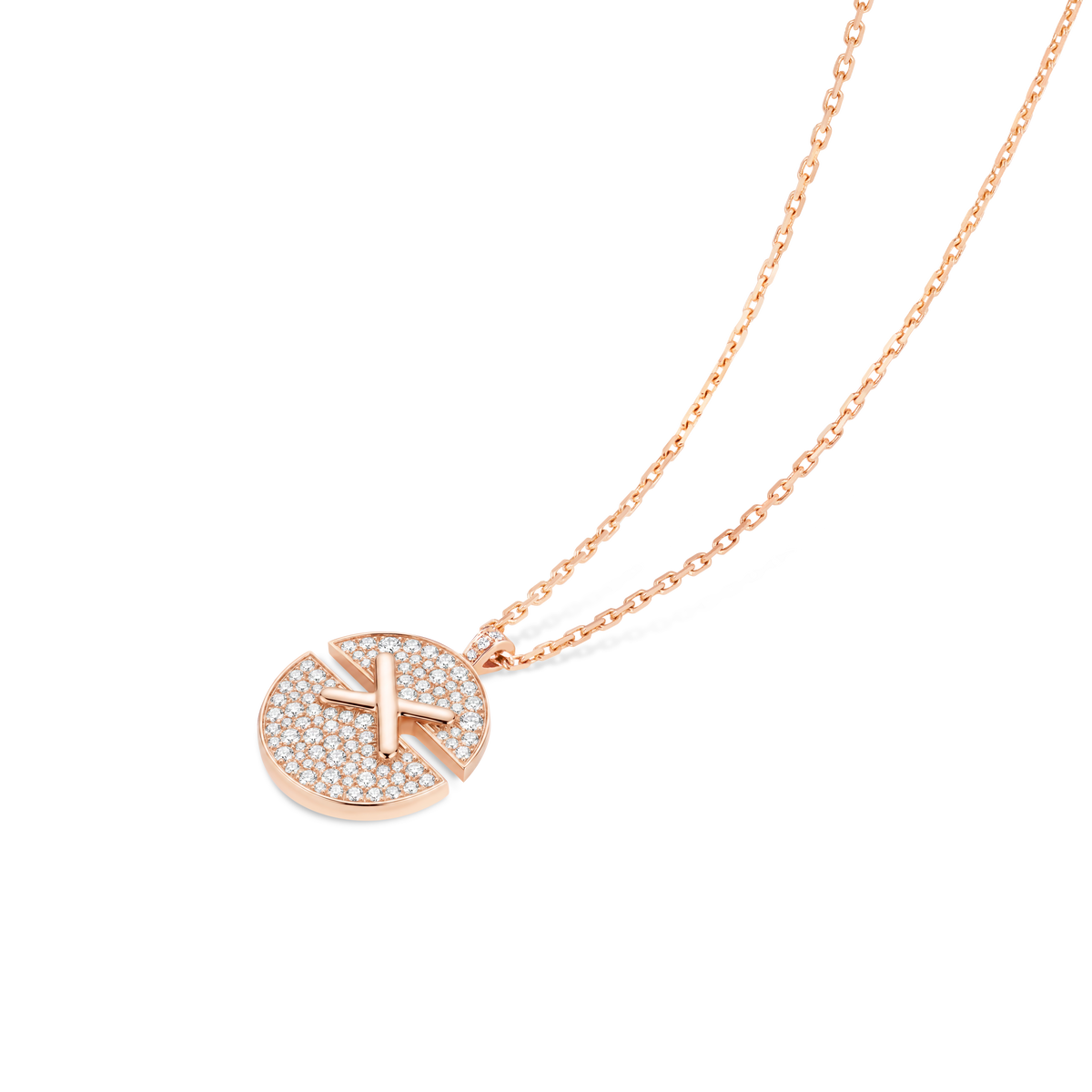 CHAUMET - Liens缘系·一生 - 项链 - 玫瑰金吊坠，中号，钻石 - 085435