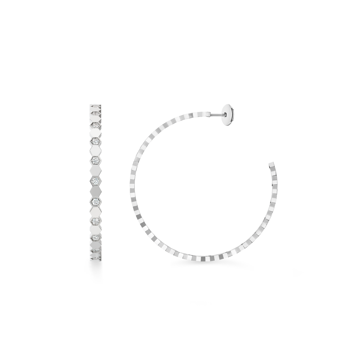 CHAUMET - BEE DE CHAUMET - BOUCLES D'OREILLES - Créoles en or blanc, diamants - 085447