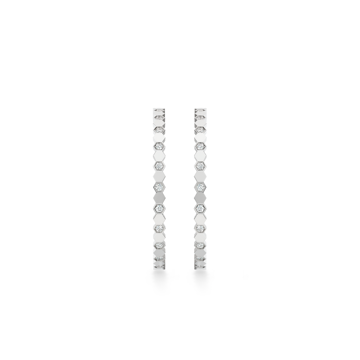 CHAUMET - BEE DE CHAUMET - BOUCLES D'OREILLES - Créoles en or blanc, diamants - 085447