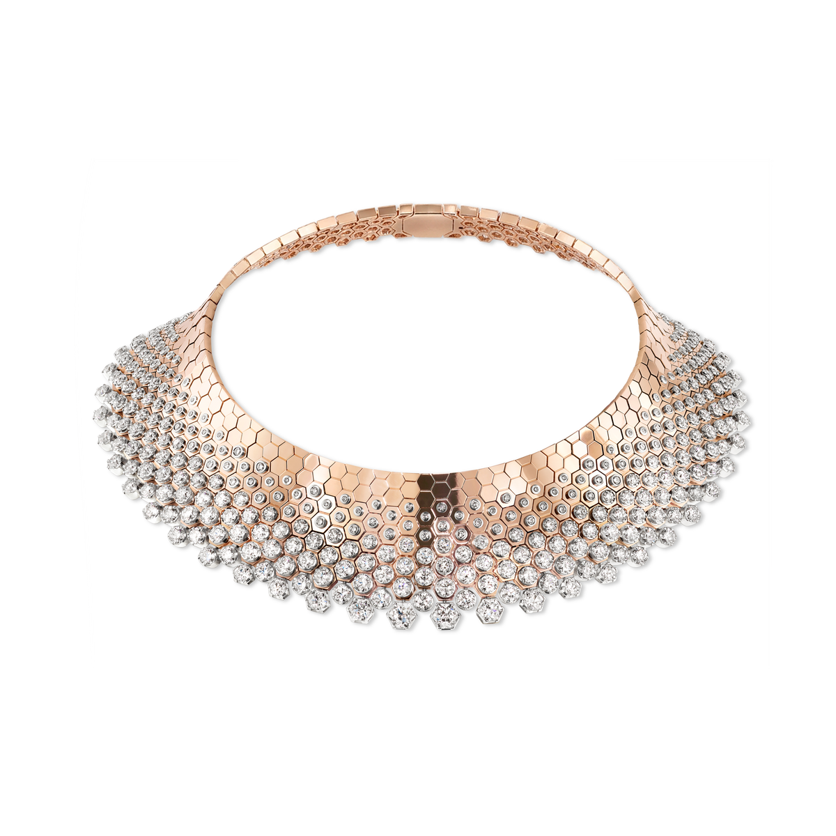 CHAUMET - BEE DE CHAUMET - NECKLACE - Rose and white gold Plastron necklace, diamonds - 085518