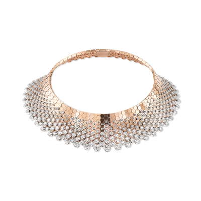 CHAUMET - BEE DE CHAUMET - NECKLACE - Rose and white gold Plastron necklace, diamonds - 085518