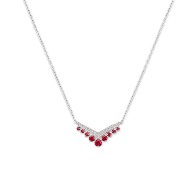CHAUMET - Joséphine约瑟芬 - 项链 - 白金吊坠，红宝石和钻石 - 085531