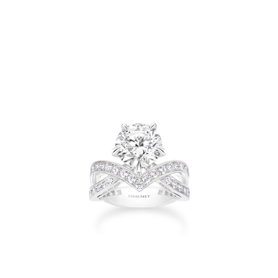 CHAUMET - JOSÉPHINE - RING - Platinum solitaire, 3 carat diamond, diamonds - 085535