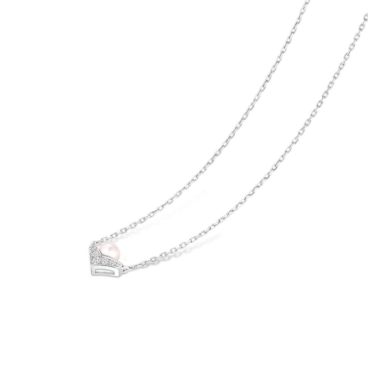 CHAUMET - Joséphine约瑟芬 - 项链 - 白金吊坠，珍珠和钻石 - 085788