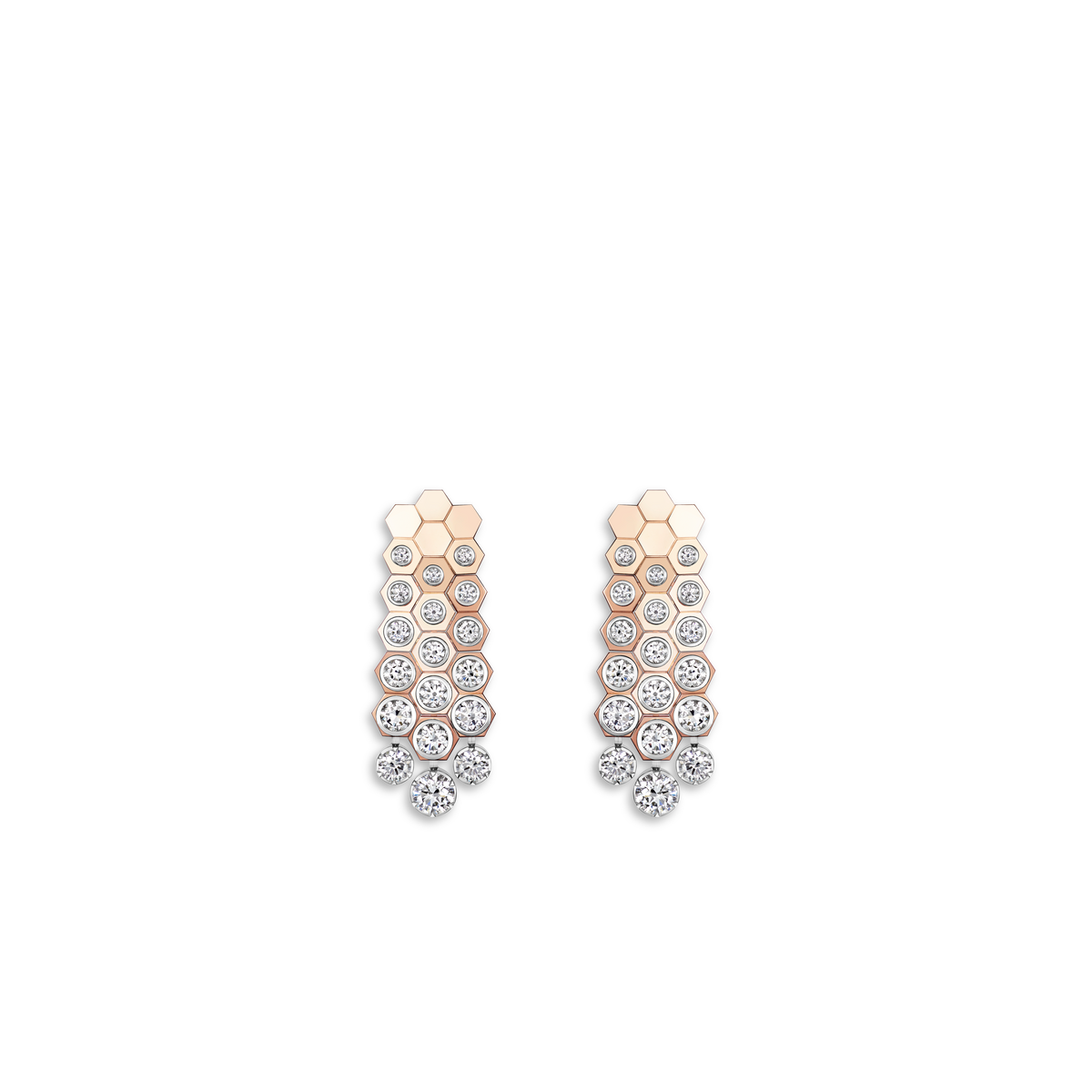 CHAUMET - BEE DE CHAUMET - BOUCLES D'OREILLES - Boucles d'oreilles en or rose et or blanc, diamants - 085837