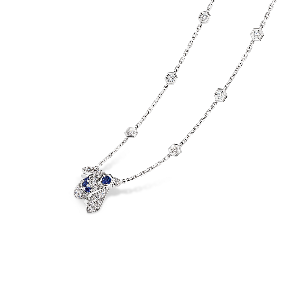 CHAUMET - BEE DE CHAUMET - PENDANT - White gold pendant, sapphire and diamond - 086075