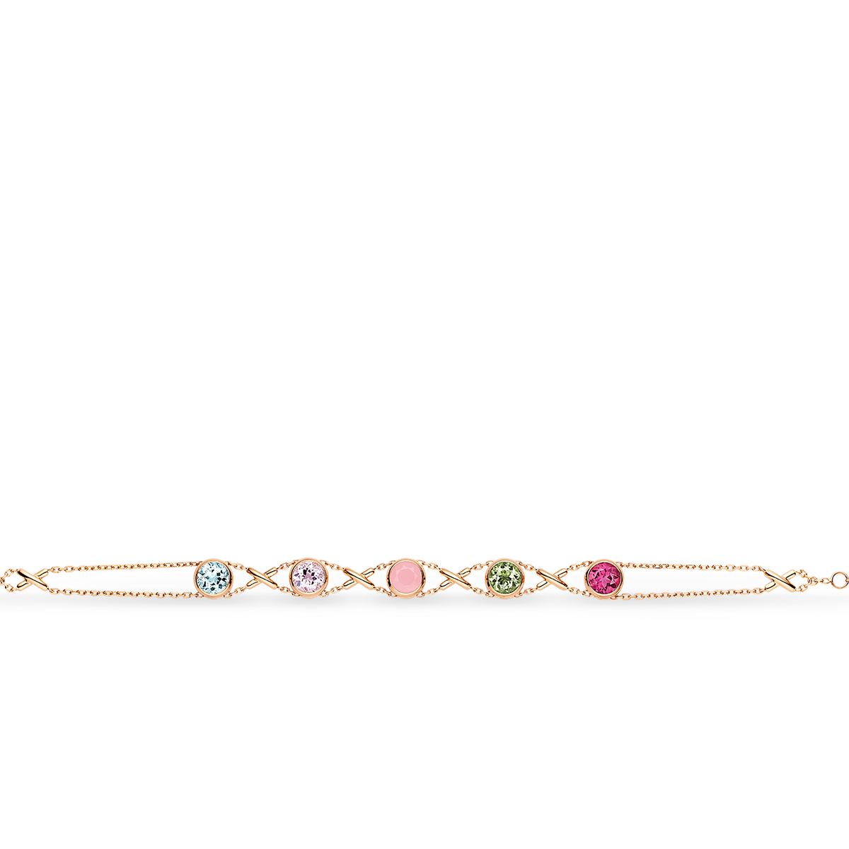 CHAUMET - LIENS - BRACELET - Bracelet en or rose, aigue-marine, morganite, opale rose, uvite verte et rubellite - 086192