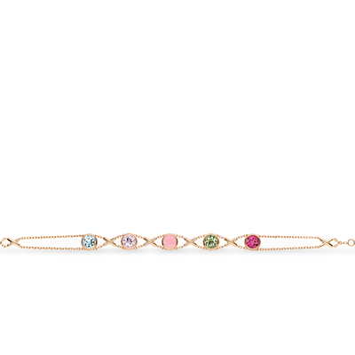 CHAUMET - LIENS - BRACELET - Bracelet en or rose, aigue-marine, morganite, opale rose, uvite verte et rubellite - 086192