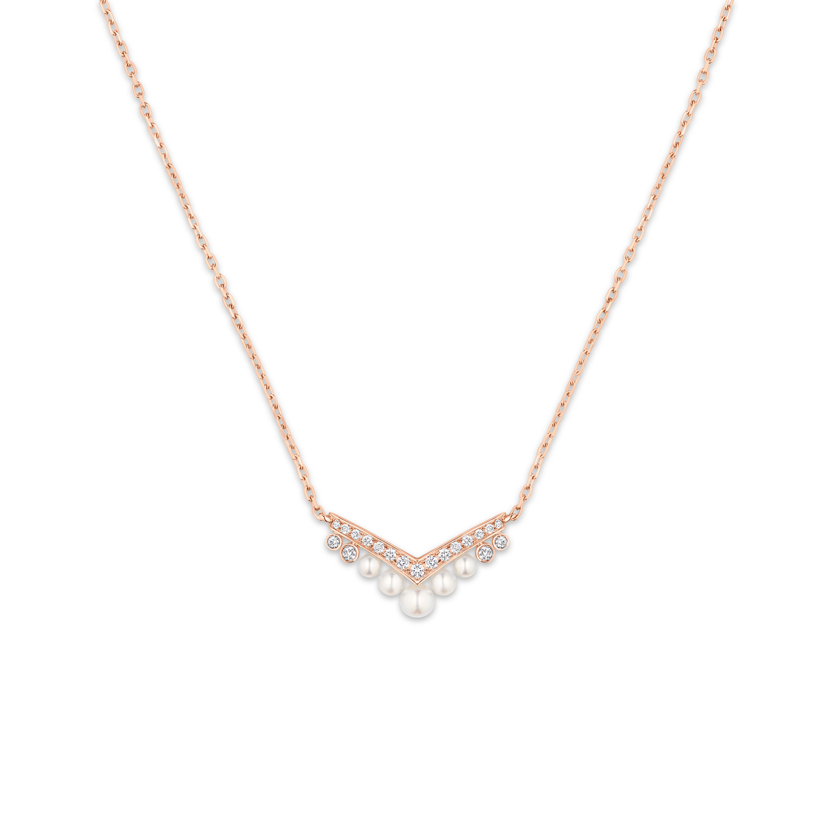 CHAUMET - Joséphine - 吊墜 - 18K玫瑰金項鏈，珍珠和鑽石 - 086202