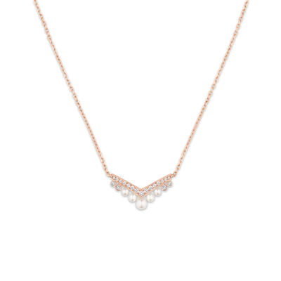 CHAUMET - Joséphine - 吊墜 - 18K玫瑰金項鏈，珍珠和鑽石 - 086202