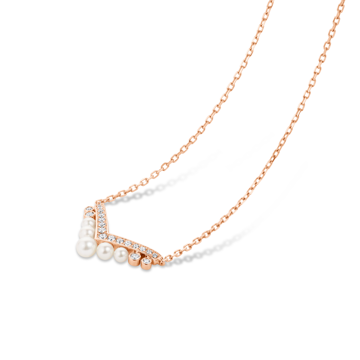 CHAUMET - Joséphine - 吊墜 - 18K玫瑰金項鏈，珍珠和鑽石 - 086202