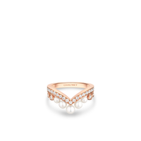 Rose gold ring, pearls and diamonds