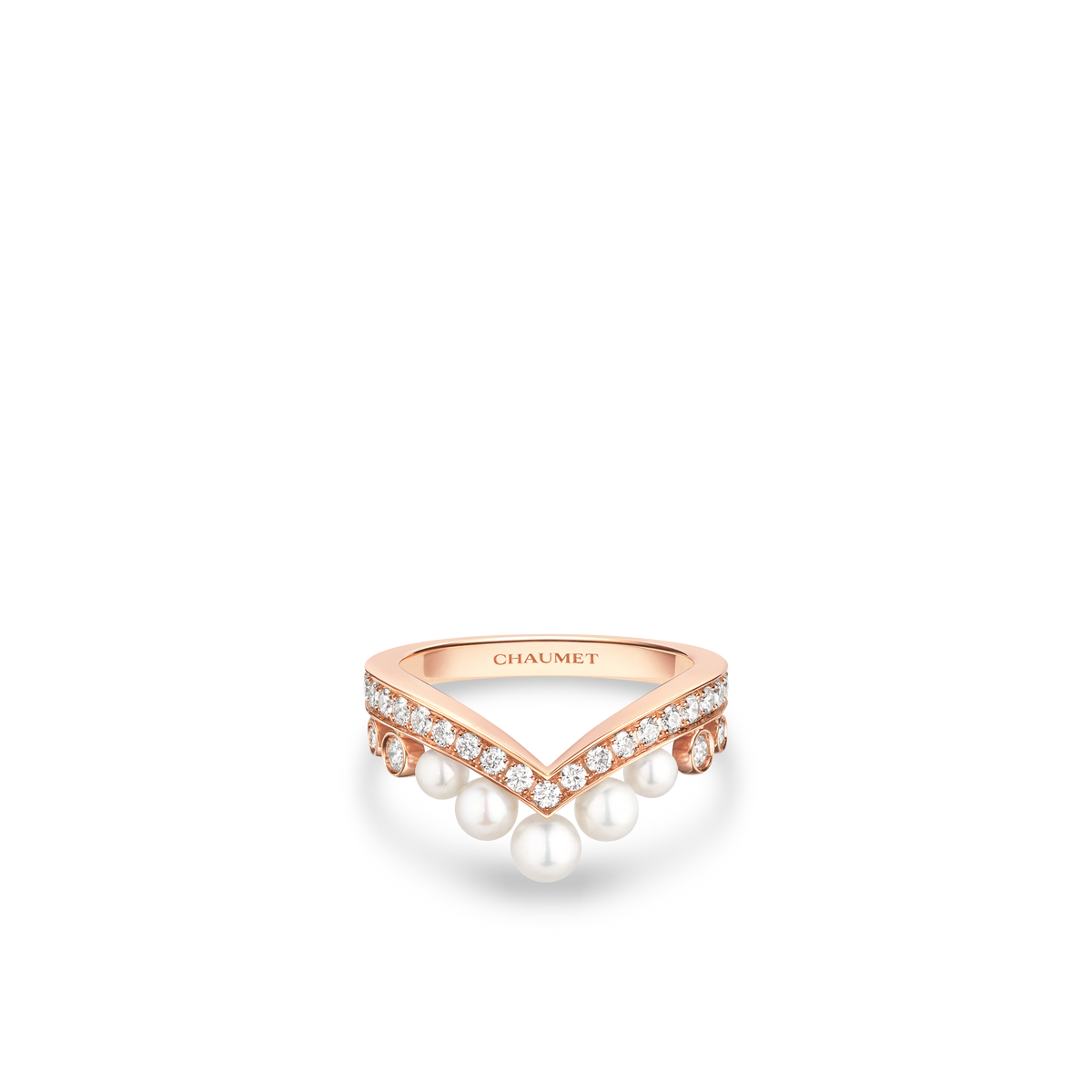 CHAUMET - JOSÉPHINE - RING - Rose gold ring, pearls and diamonds - 086203