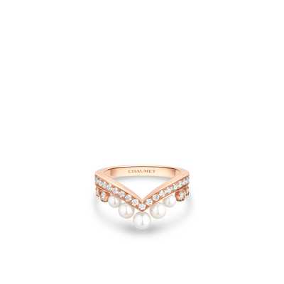 CHAUMET - JOSÉPHINE - RING - Rose gold ring, pearls and diamonds - 086203