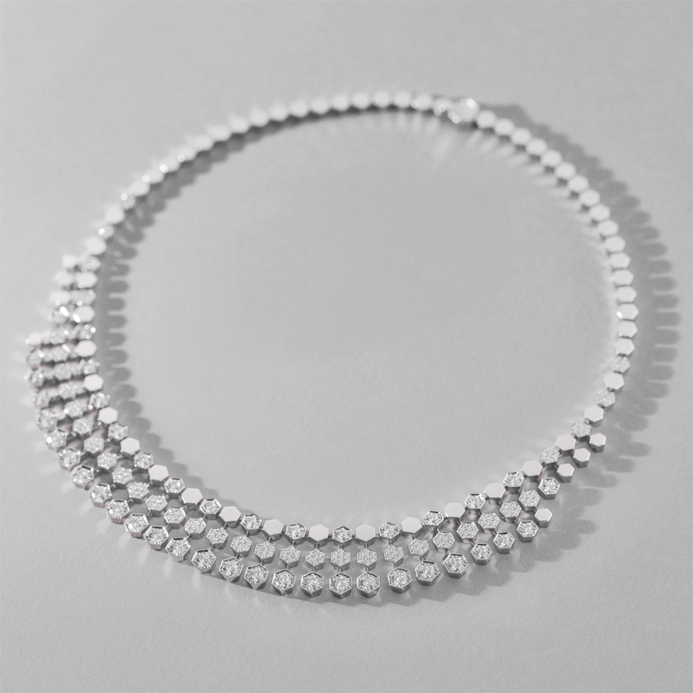 CHAUMET - BEE DE CHAUMET - NECKLACE - Flexible white gold necklace, diamonds - 086026