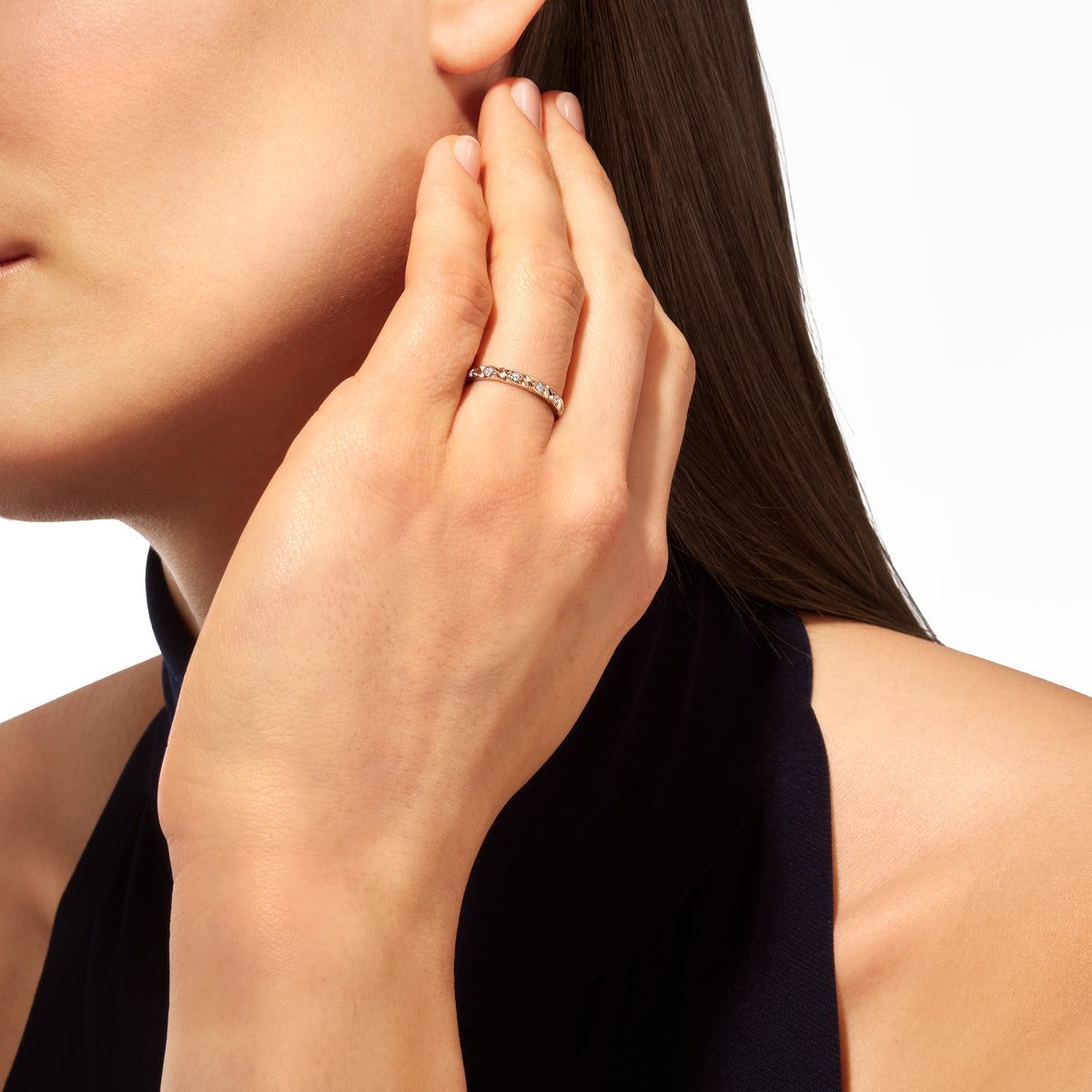 CHAUMET - TORSADE DE CHAUMET - BAGUE - Bague en or rose 2.5mm, diamants - 082726