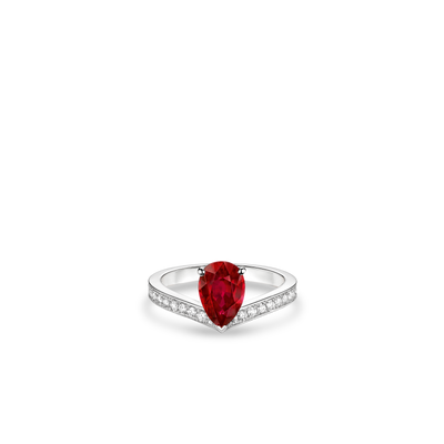 CHAUMET - Joséphine - 戒指 - 鉑金單鑽戒指，1克拉紅寶石，鑽石 - J3OQRB