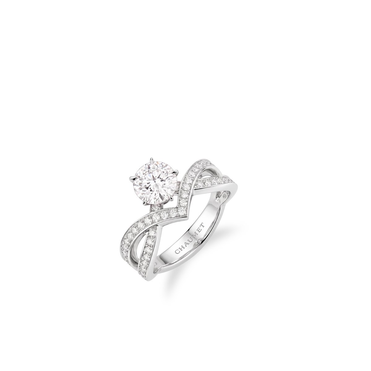 CHAUMET - JOSÉPHINE - RING - Platinum solitaire, 1 carat diamond, diamonds - J3VQ00