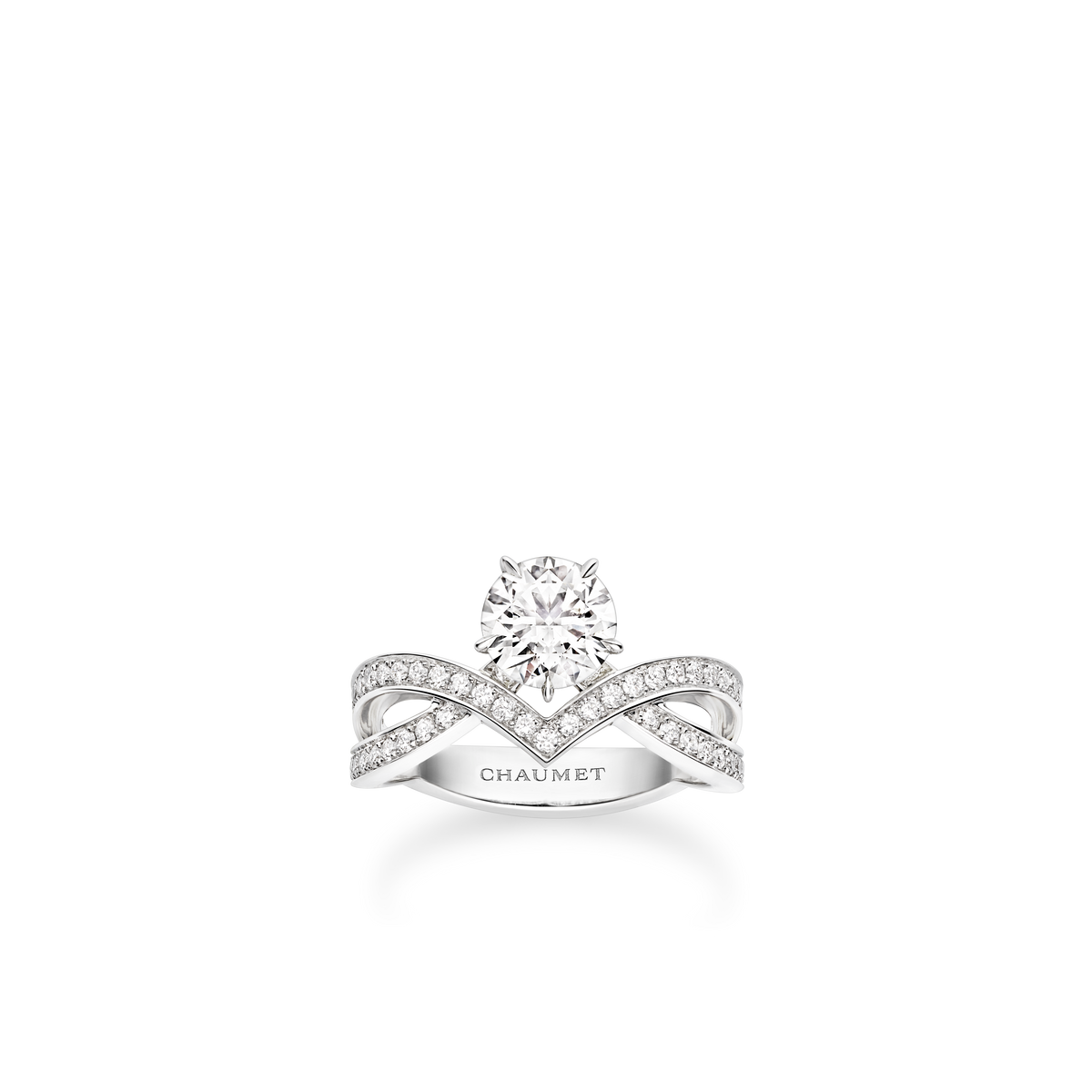 CHAUMET - JOSÉPHINE - RING - Platinum solitaire, 1 carat diamond, diamonds - J3VQ00
